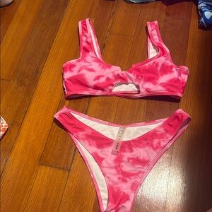 SHEIN Pink Tie-Dye Bikini Set